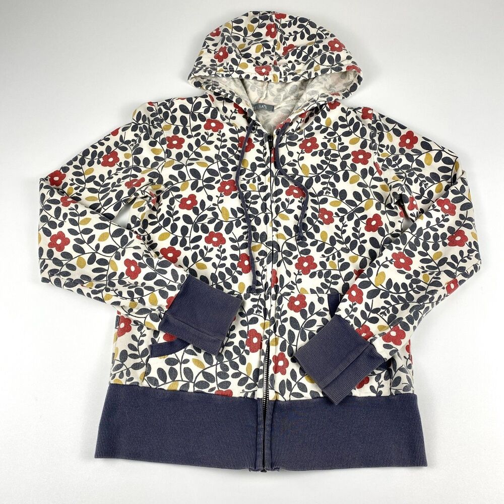 VTG Delia*s Hoodie Womens SM Floral Zip Up Sweatshirt Y2K Boho Indie Cotton USA